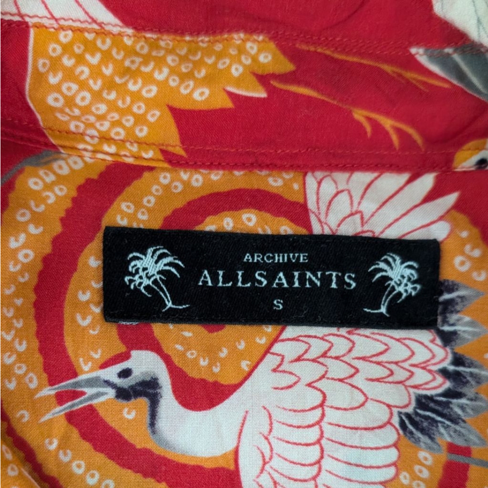AllSaints Tsuru Bird Short Sleeve Slim Fit Button-Down Shirt - Small - Picture 4 of 9
